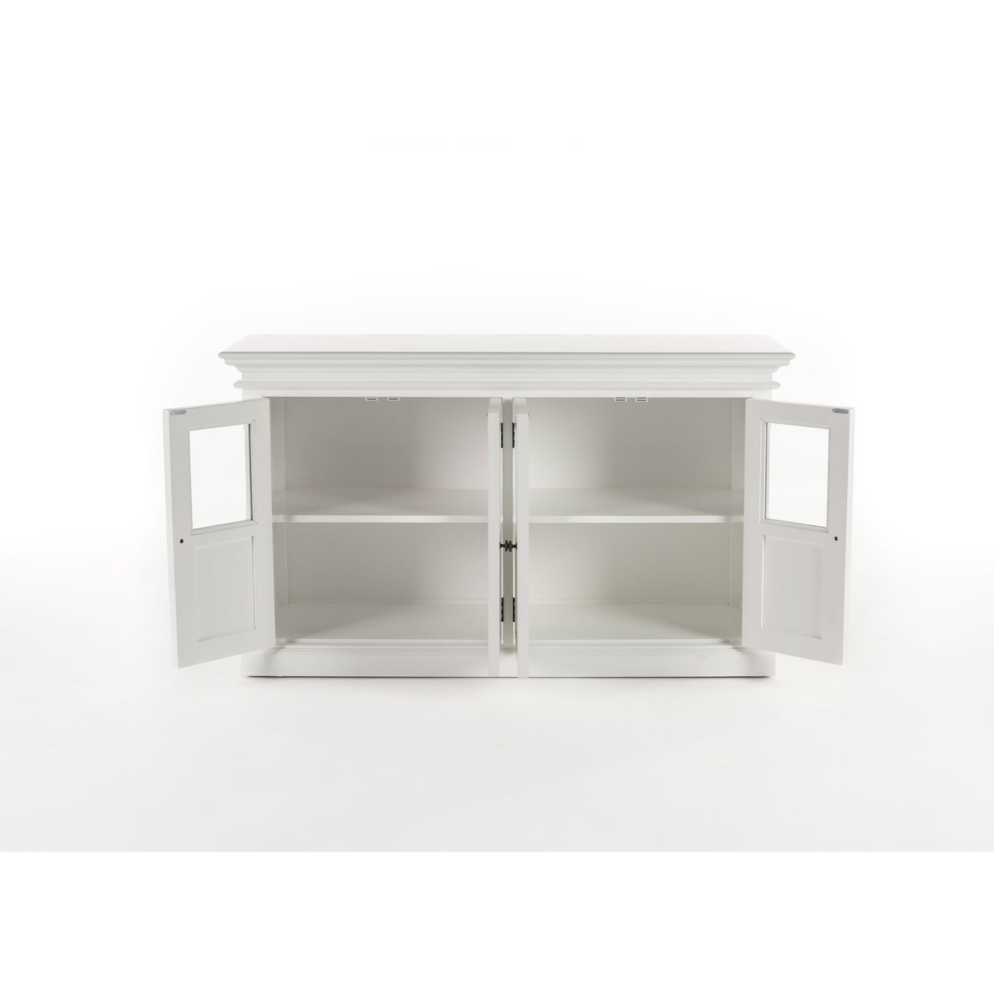 NovaSolo Halifax 57" Classic White Mahogany Buffet With 4 Glass Doors