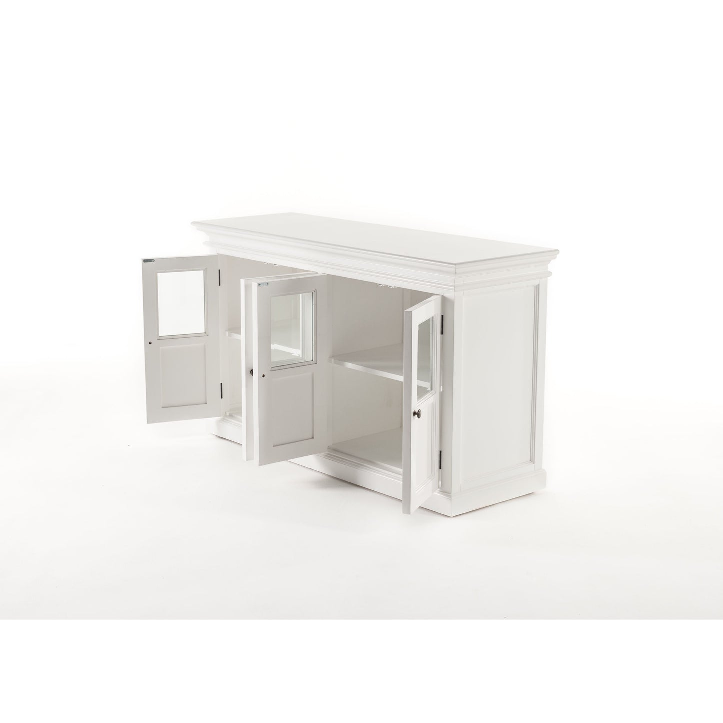 NovaSolo Halifax 57" Classic White Mahogany Buffet With 4 Glass Doors