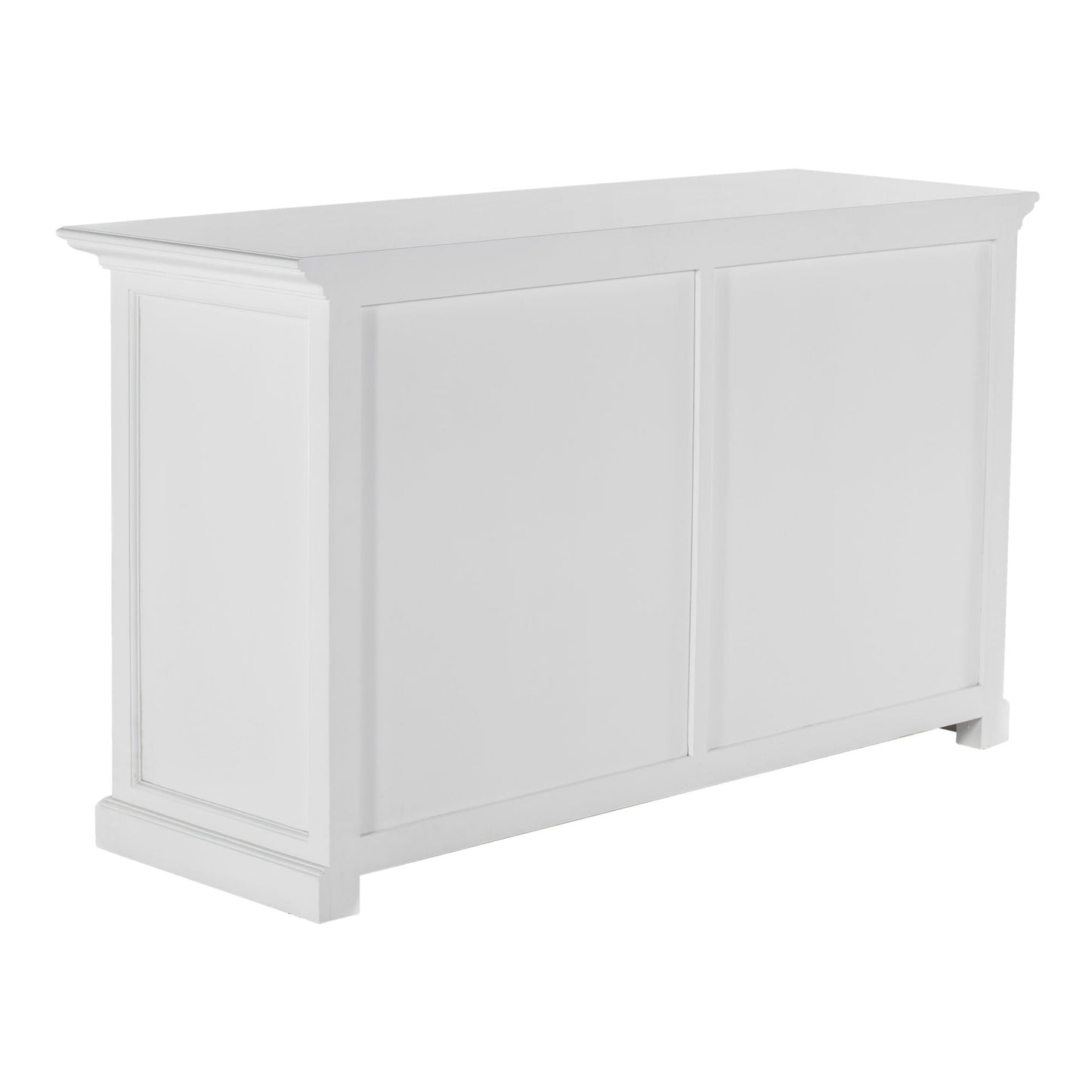 NovaSolo Halifax 57" Classic White Mahogany Buffet With 4 Glass Doors & 2 Drawers