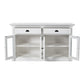 NovaSolo Halifax 57" Classic White Mahogany Buffet With 4 Glass Doors & 2 Drawers