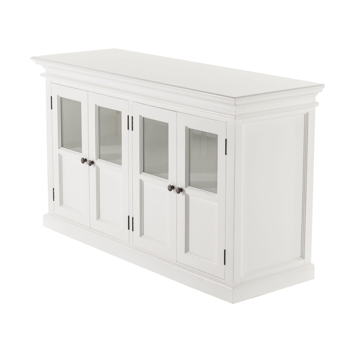 NovaSolo Halifax 57" Classic White Mahogany Buffet With 4 Glass Doors