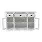 NovaSolo Halifax 57" Classic White Mahogany Buffet With 4 Glass Doors & 3 Drawers