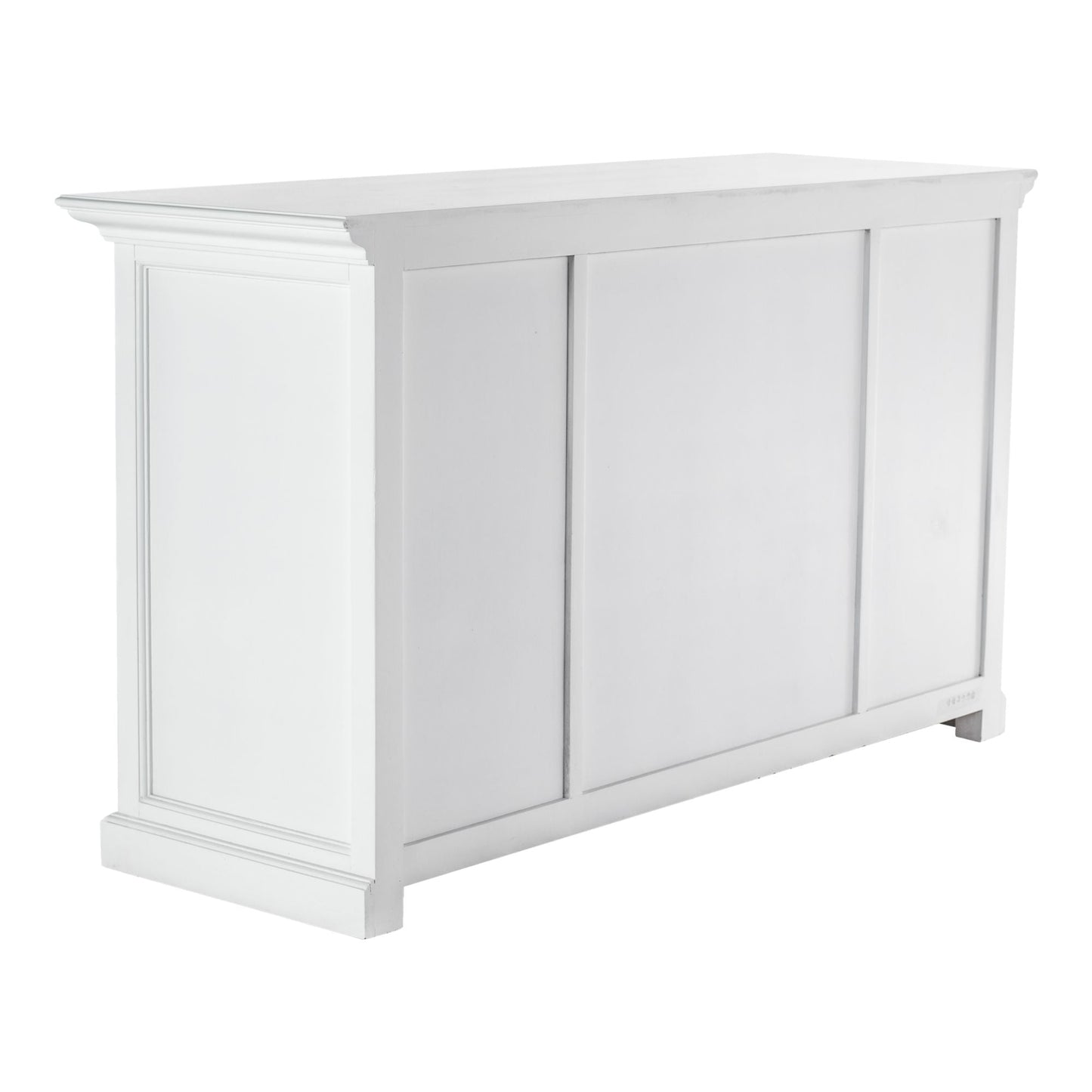 NovaSolo Halifax 57" Classic White Mahogany Buffet With 4 Glass Doors & 3 Drawers