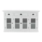 NovaSolo Halifax 57" Classic White Mahogany Buffet With 4 Glass Doors & 3 Drawers