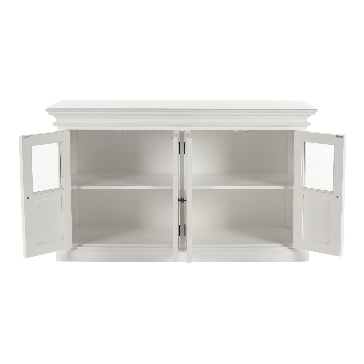 NovaSolo Halifax 57" Classic White Mahogany Buffet With 4 Glass Doors