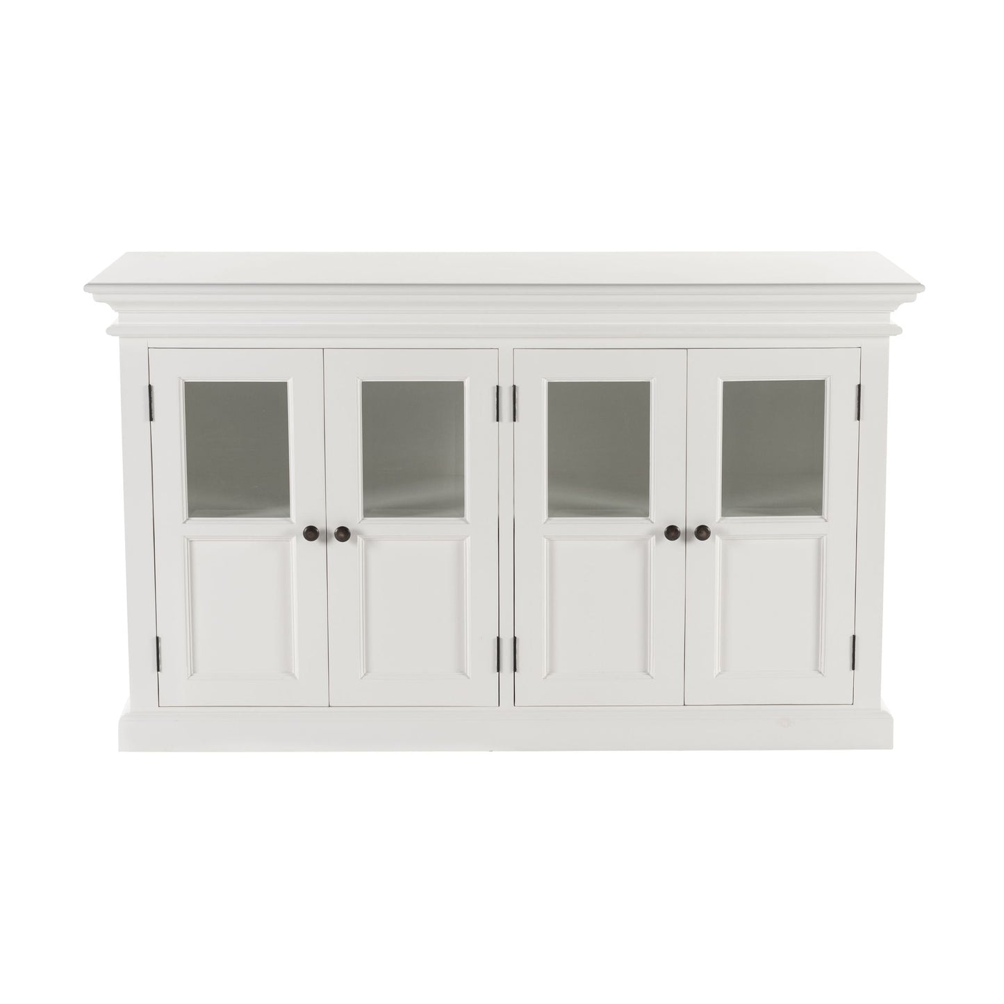 NovaSolo Halifax 57" Classic White Mahogany Buffet With 4 Glass Doors