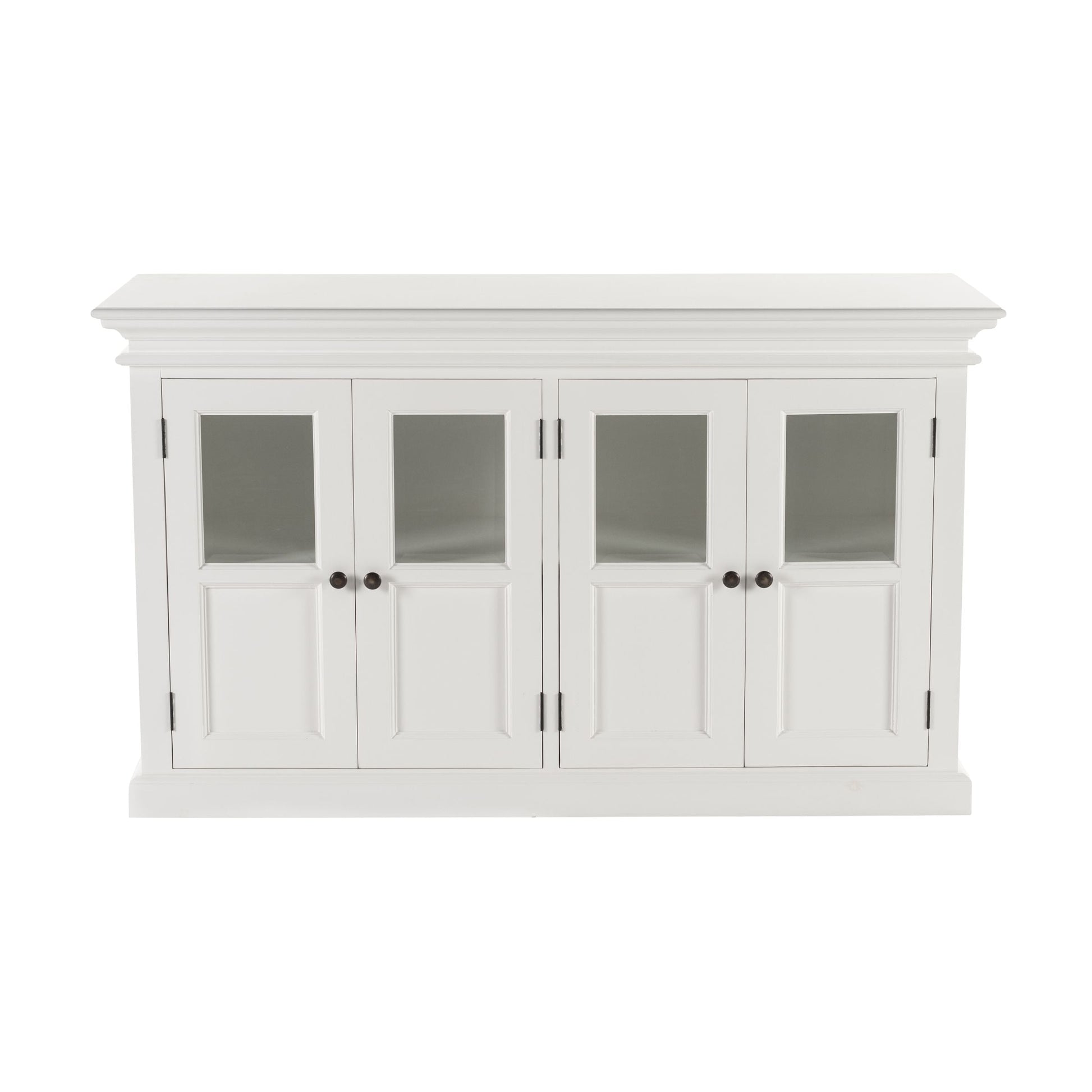 NovaSolo Halifax 57" Classic White Mahogany Buffet With 4 Glass Doors