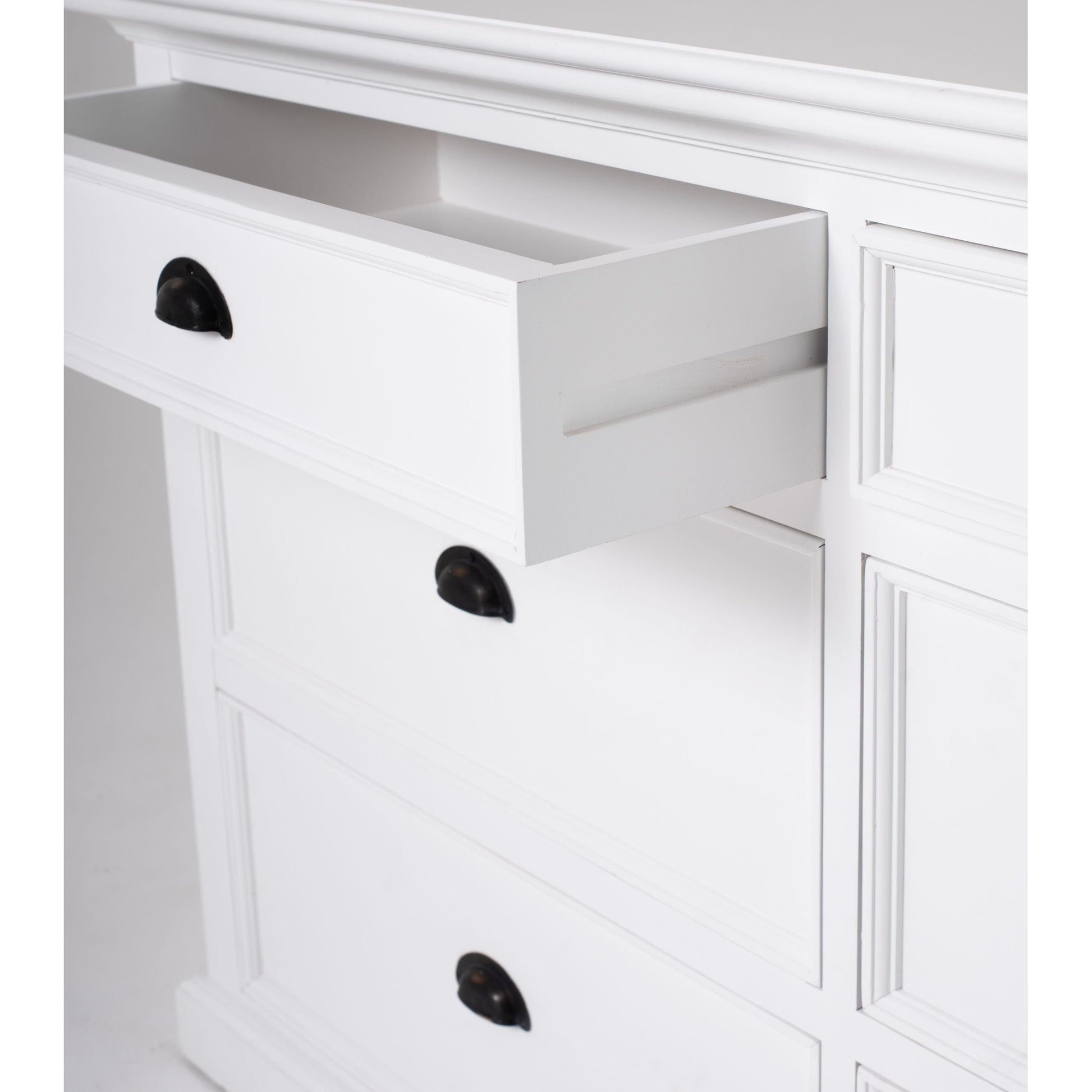 NovaSolo Halifax 57" Classic White Mahogany Buffet With 6 Drawers