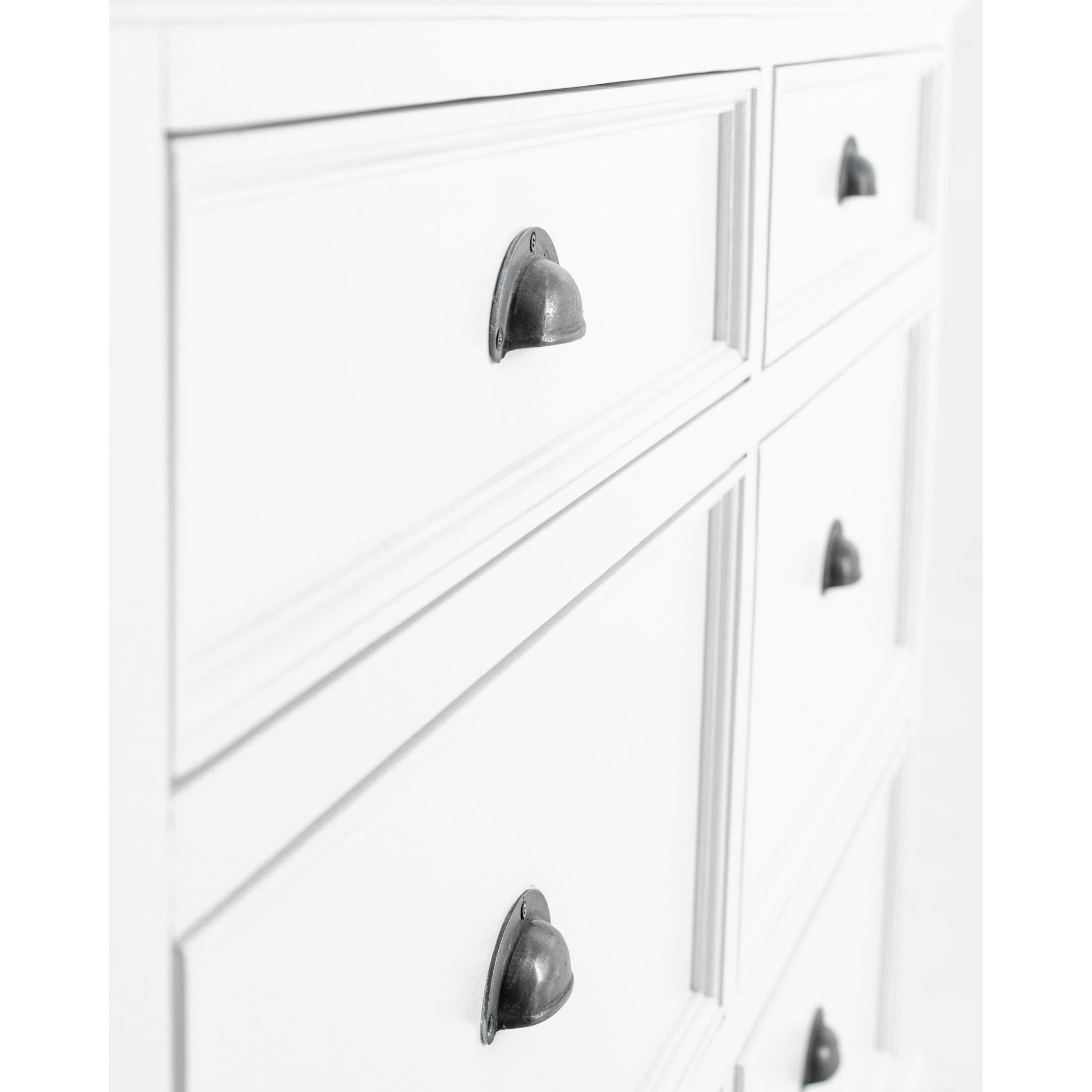 NovaSolo Halifax 57" Classic White Mahogany Buffet With 6 Drawers