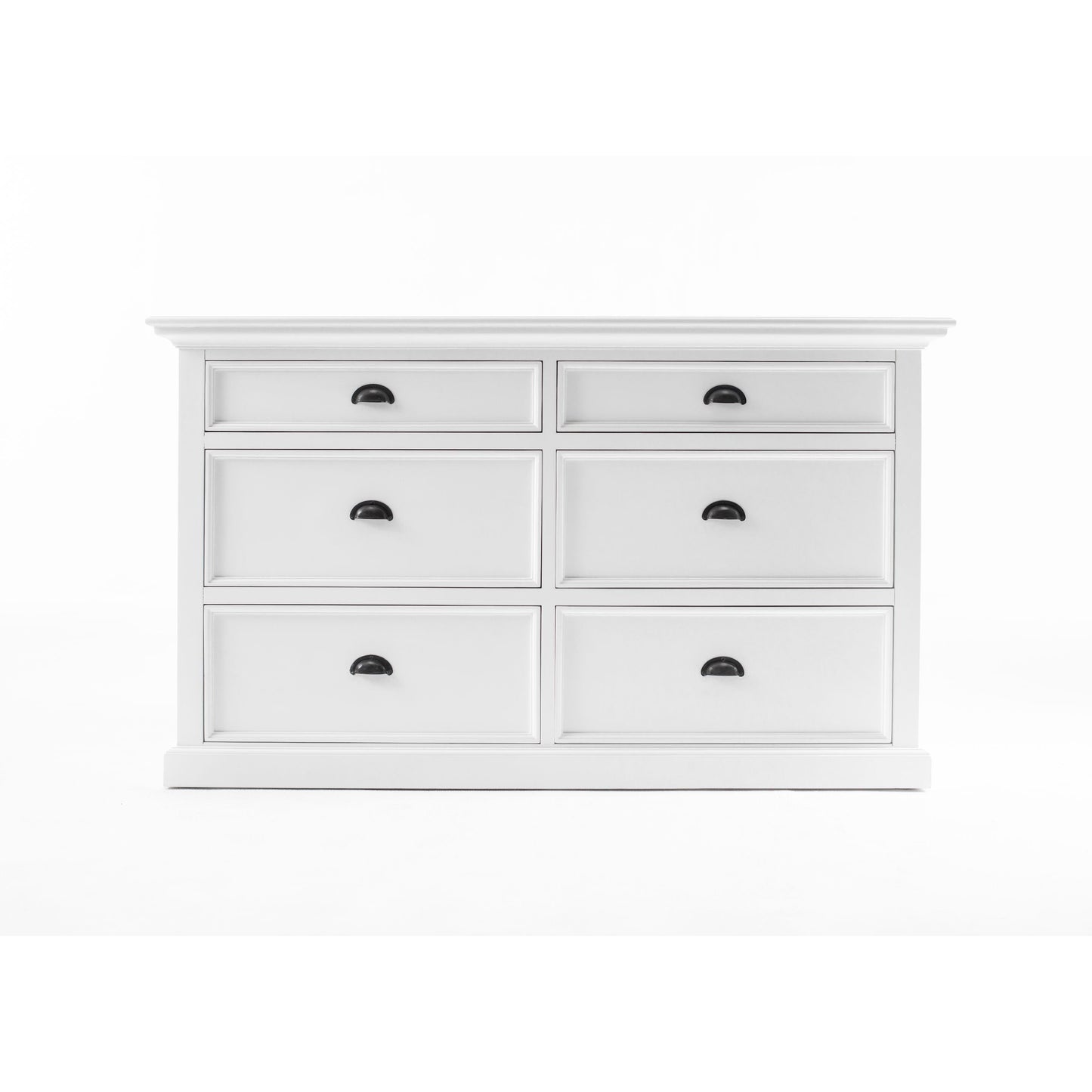 NovaSolo Halifax 57" Classic White Mahogany Buffet With 6 Drawers