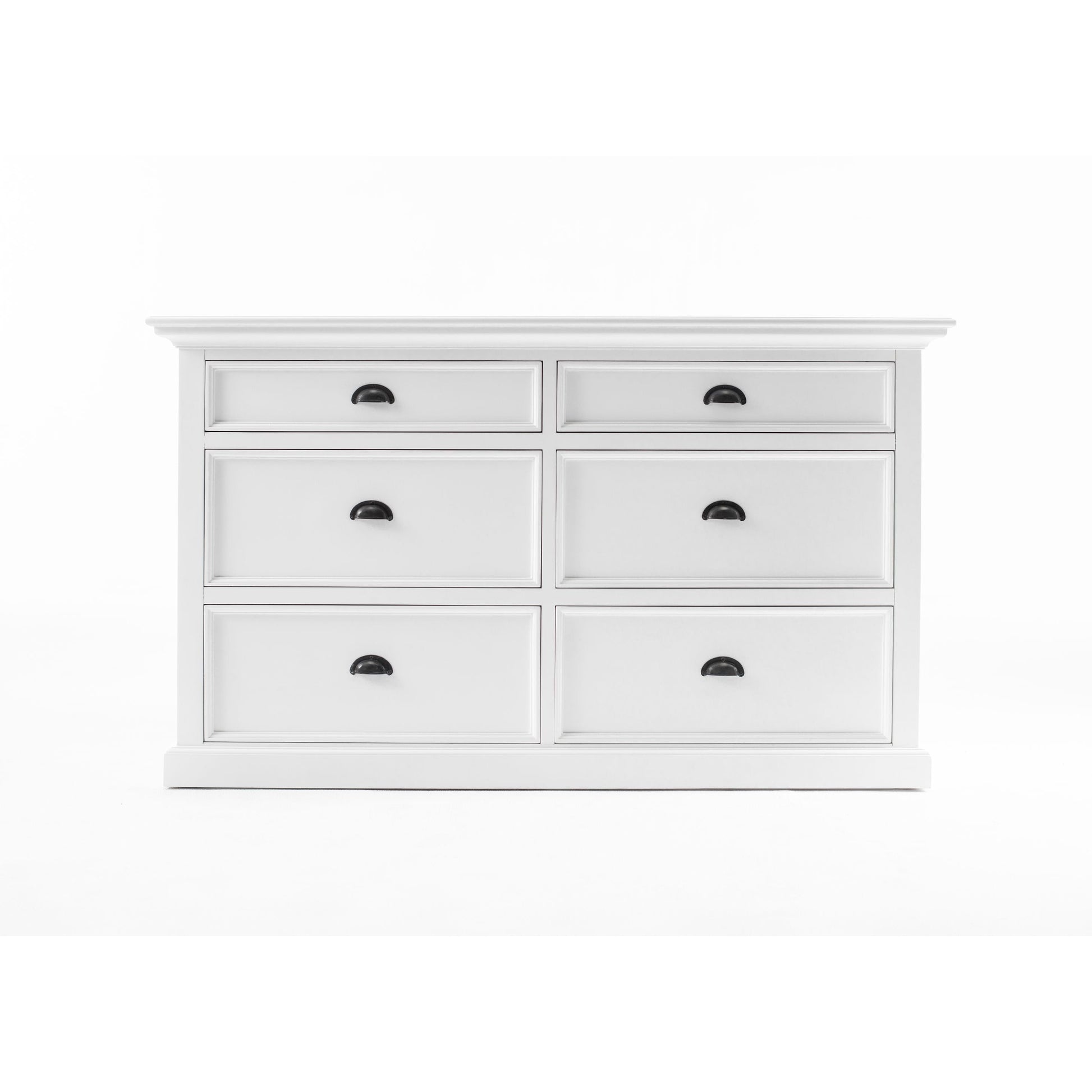 NovaSolo Halifax 57" Classic White Mahogany Buffet With 6 Drawers