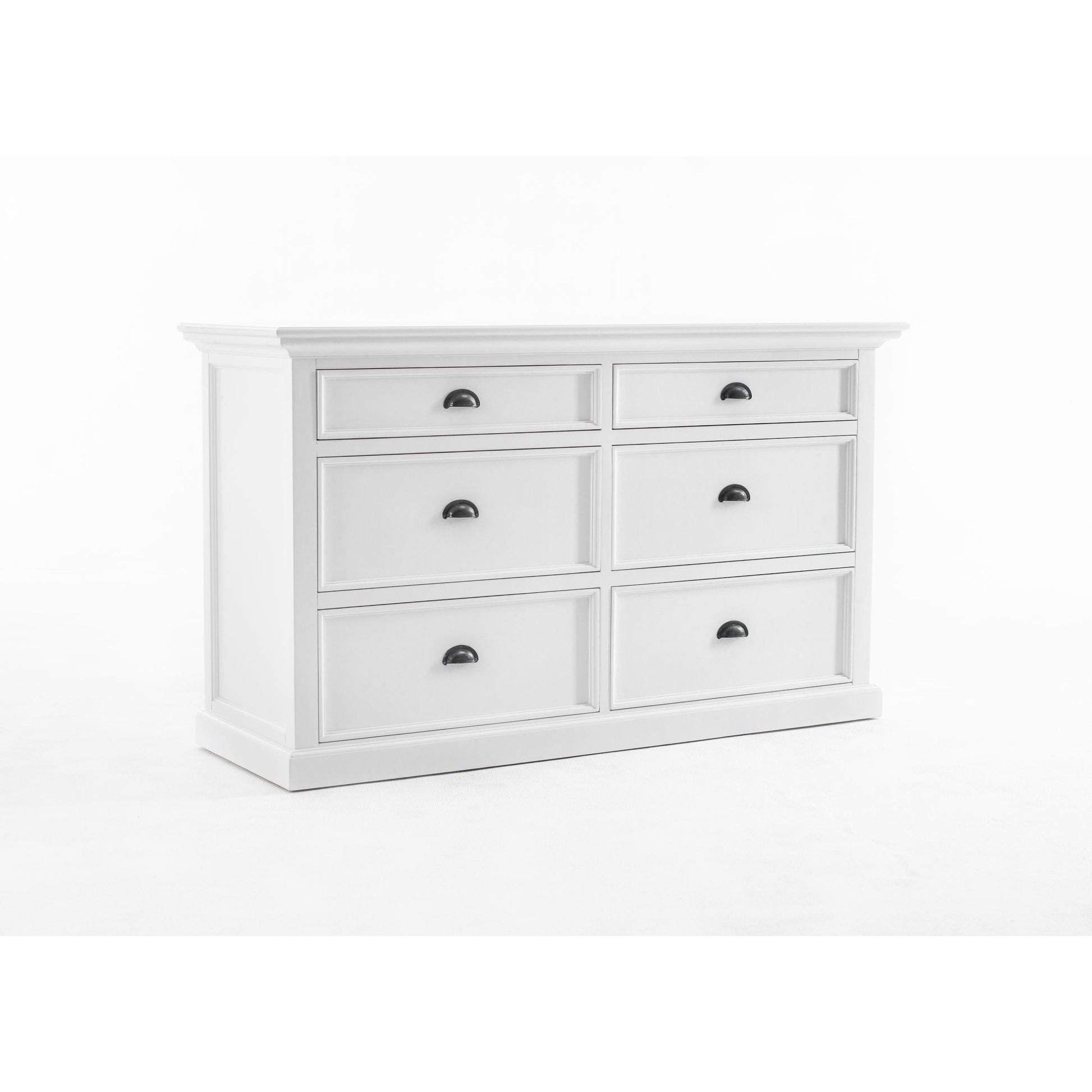 NovaSolo Halifax 57" Classic White Mahogany Buffet With 6 Drawers