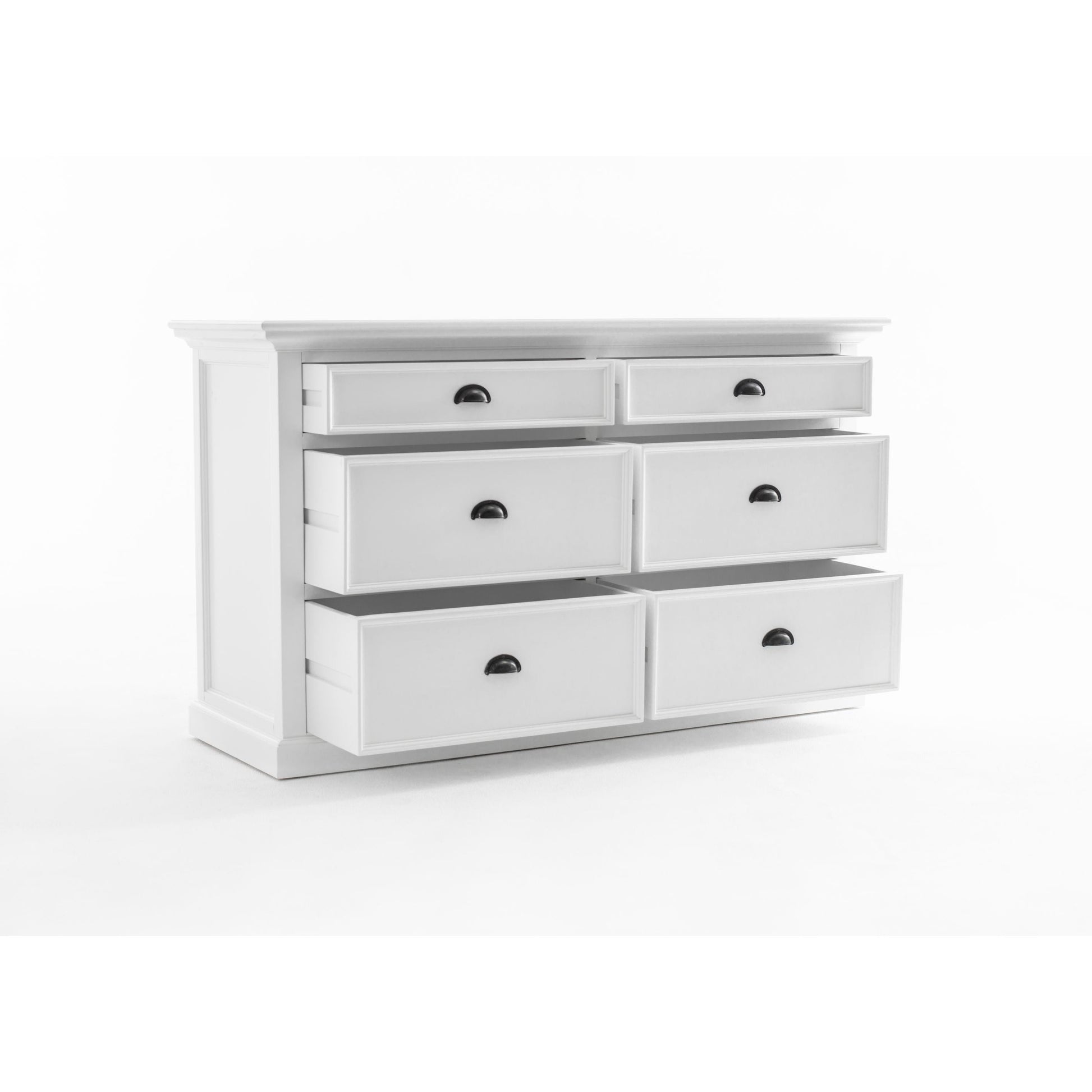 NovaSolo Halifax 57" Classic White Mahogany Buffet With 6 Drawers