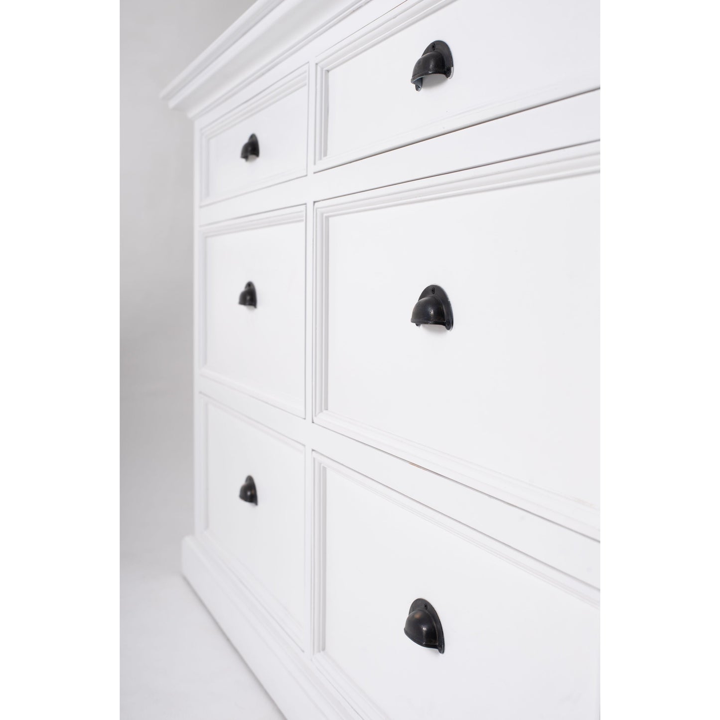 NovaSolo Halifax 57" Classic White Mahogany Buffet With 6 Drawers