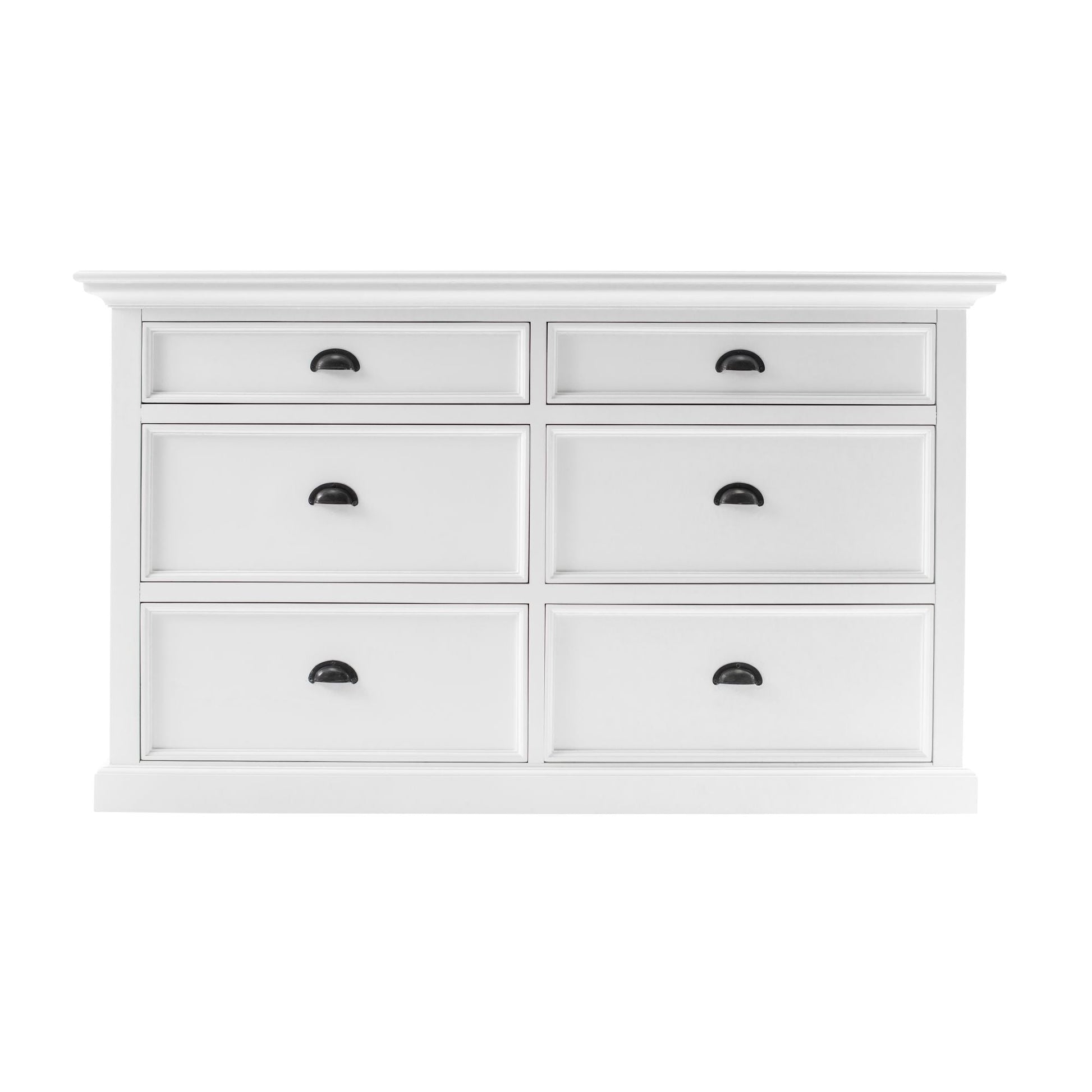 NovaSolo Halifax 57" Classic White Mahogany Buffet With 6 Drawers