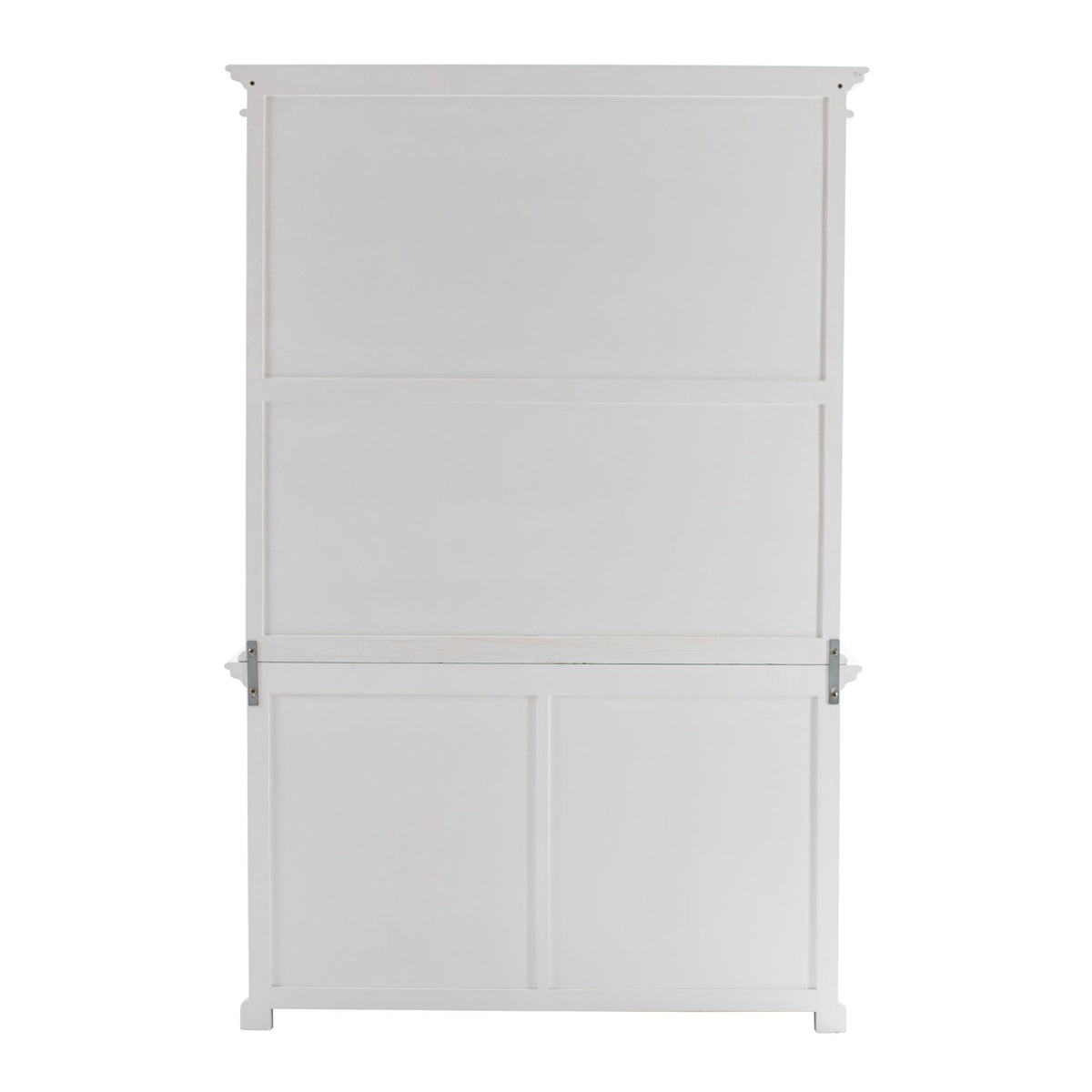 NovaSolo Halifax 57" Classic White Mahogany Glass Display Hutch Cabinet With 6 Doors & 2 Drawers
