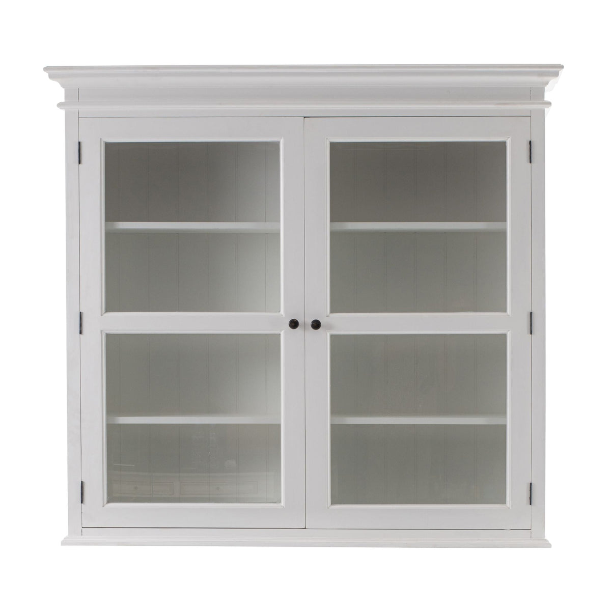 NovaSolo Halifax 57" Classic White Mahogany Glass Display Hutch Cabinet With 6 Doors & 2 Drawers