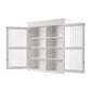 NovaSolo Halifax 57" Classic White Mahogany Glass Display Hutch Cabinet With 6 Doors & 2 Drawers