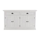 NovaSolo Halifax 57" Classic White Mahogany Glass Display Hutch Cabinet With 6 Doors & 2 Drawers