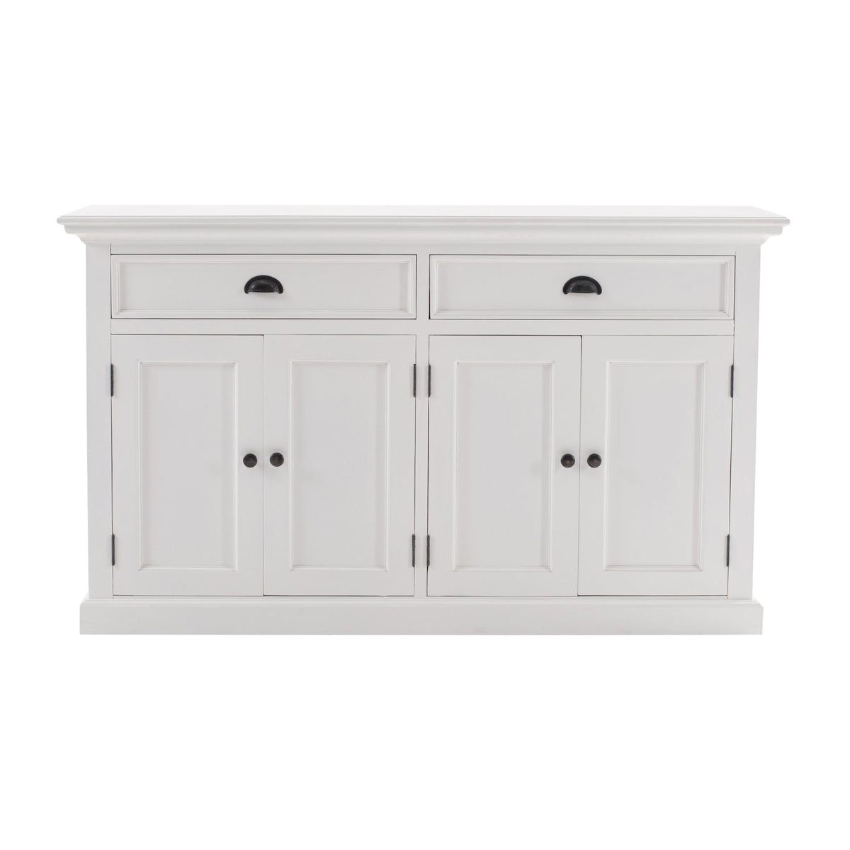 NovaSolo Halifax 57" Classic White Mahogany Glass Display Hutch Cabinet With 6 Doors & 2 Drawers
