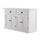 NovaSolo Halifax 57" Classic White Mahogany Glass Display Hutch Cabinet With 6 Doors & 2 Drawers