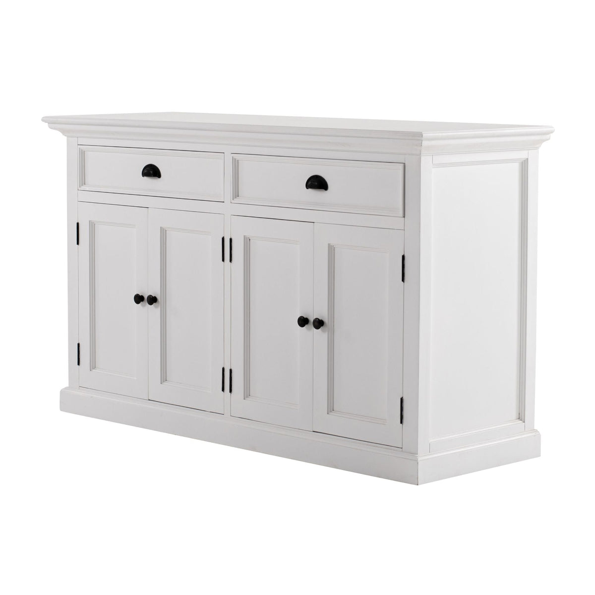 NovaSolo Halifax 57" Classic White Mahogany Glass Display Hutch Cabinet With 6 Doors & 2 Drawers