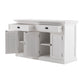 NovaSolo Halifax 57" Classic White Mahogany Glass Display Hutch Cabinet With 6 Doors & 2 Drawers