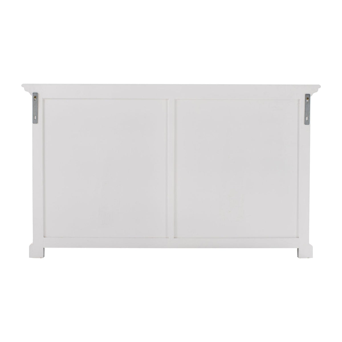 NovaSolo Halifax 57" Classic White Mahogany Glass Display Hutch Cabinet With 6 Doors & 2 Drawers