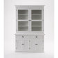 NovaSolo Halifax 57" Classic White Mahogany Glass Display Hutch Cabinet With 6 Doors & 2 Drawers