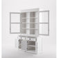 NovaSolo Halifax 57" Classic White Mahogany Glass Display Hutch Cabinet With 6 Doors & 2 Drawers