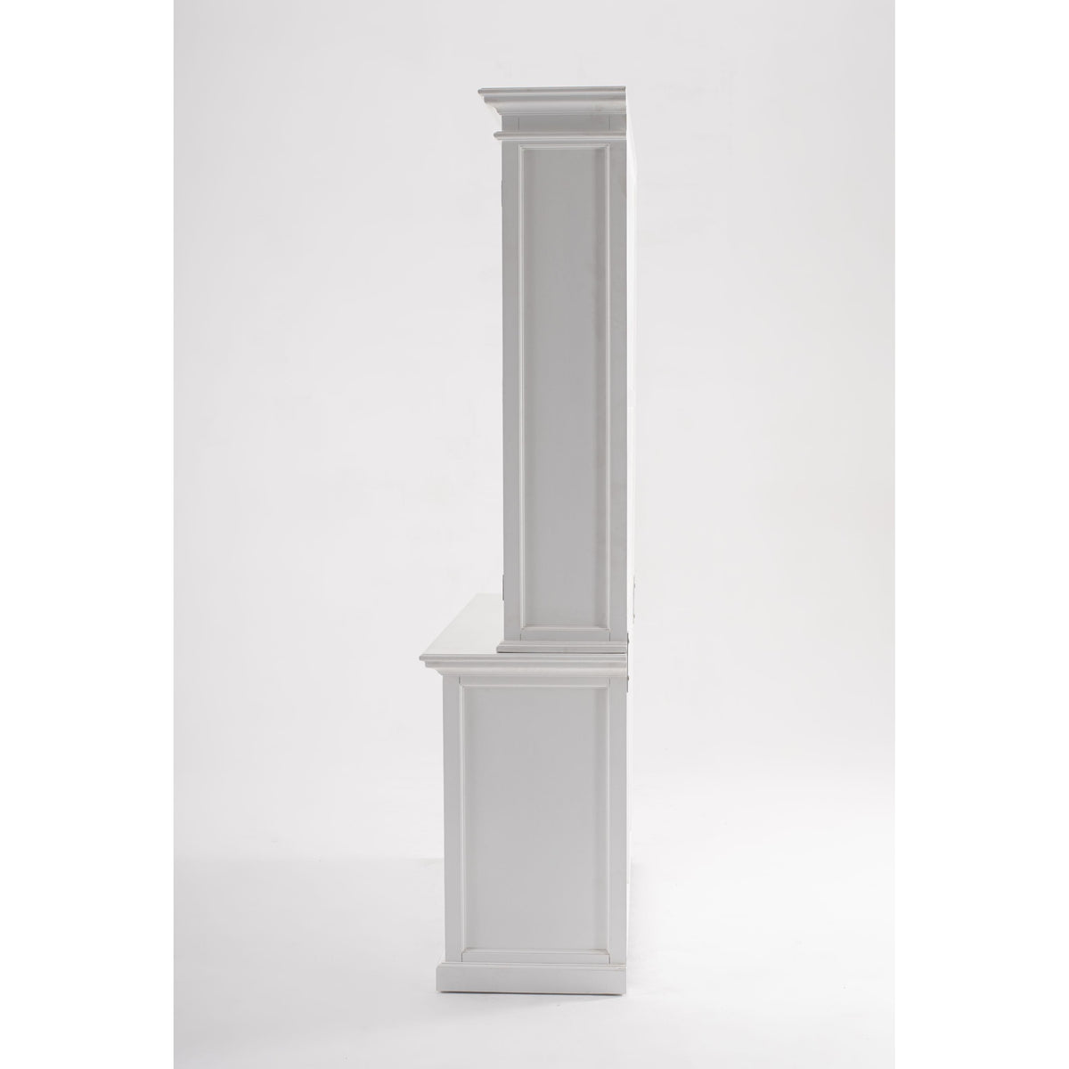 NovaSolo Halifax 57" Classic White Mahogany Glass Display Hutch Cabinet With 6 Doors & 2 Drawers