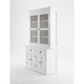 NovaSolo Halifax 57" Classic White Mahogany Glass Display Hutch Cabinet With 6 Doors & 2 Drawers