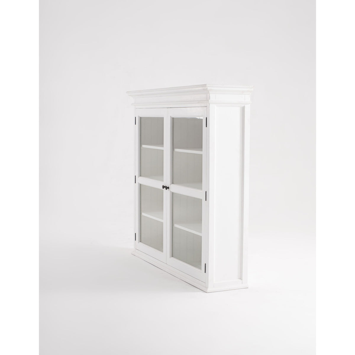 NovaSolo Halifax 57" Classic White Mahogany Glass Display Hutch Cabinet With 6 Doors & 2 Drawers