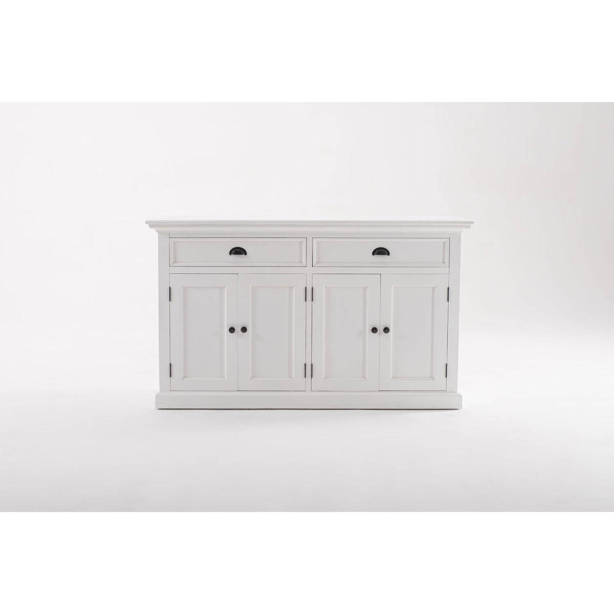 NovaSolo Halifax 57" Classic White Mahogany Glass Display Hutch Cabinet With 6 Doors & 2 Drawers