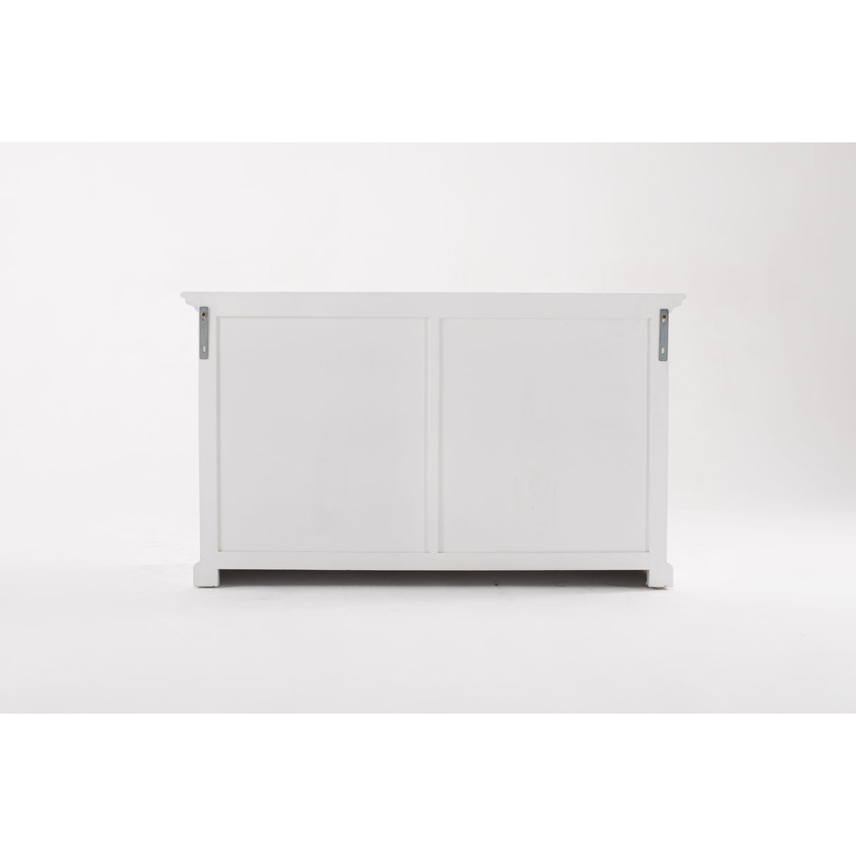 NovaSolo Halifax 57" Classic White Mahogany Glass Display Hutch Cabinet With 6 Doors & 2 Drawers