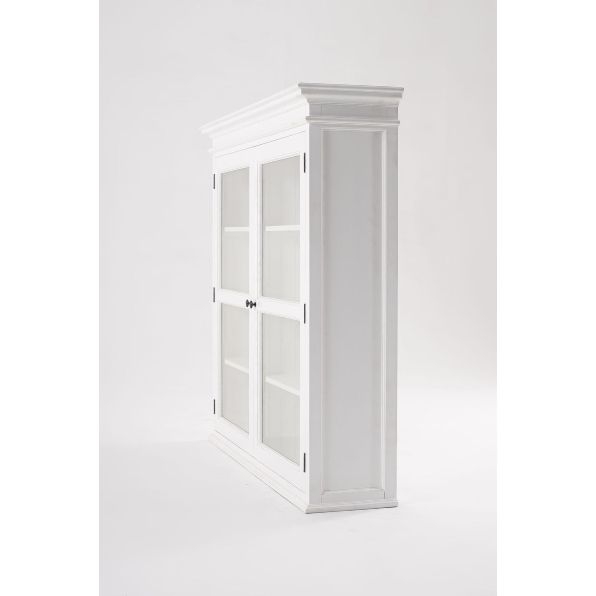 NovaSolo Halifax 57" Classic White Mahogany Glass Display Hutch Cabinet With 6 Doors & 2 Drawers