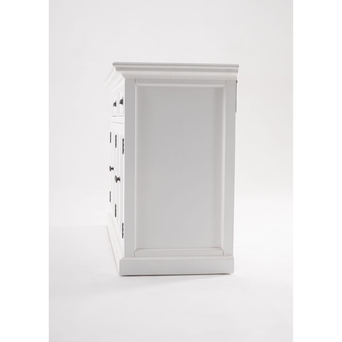 NovaSolo Halifax 57" Classic White Mahogany Glass Display Hutch Cabinet With 6 Doors & 2 Drawers