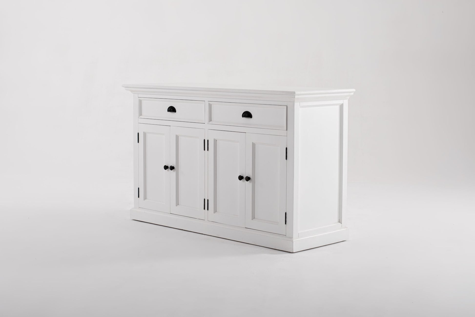 NovaSolo Halifax 57" Classic White Mahogany Glass Display Hutch Cabinet With 6 Doors & 2 Drawers