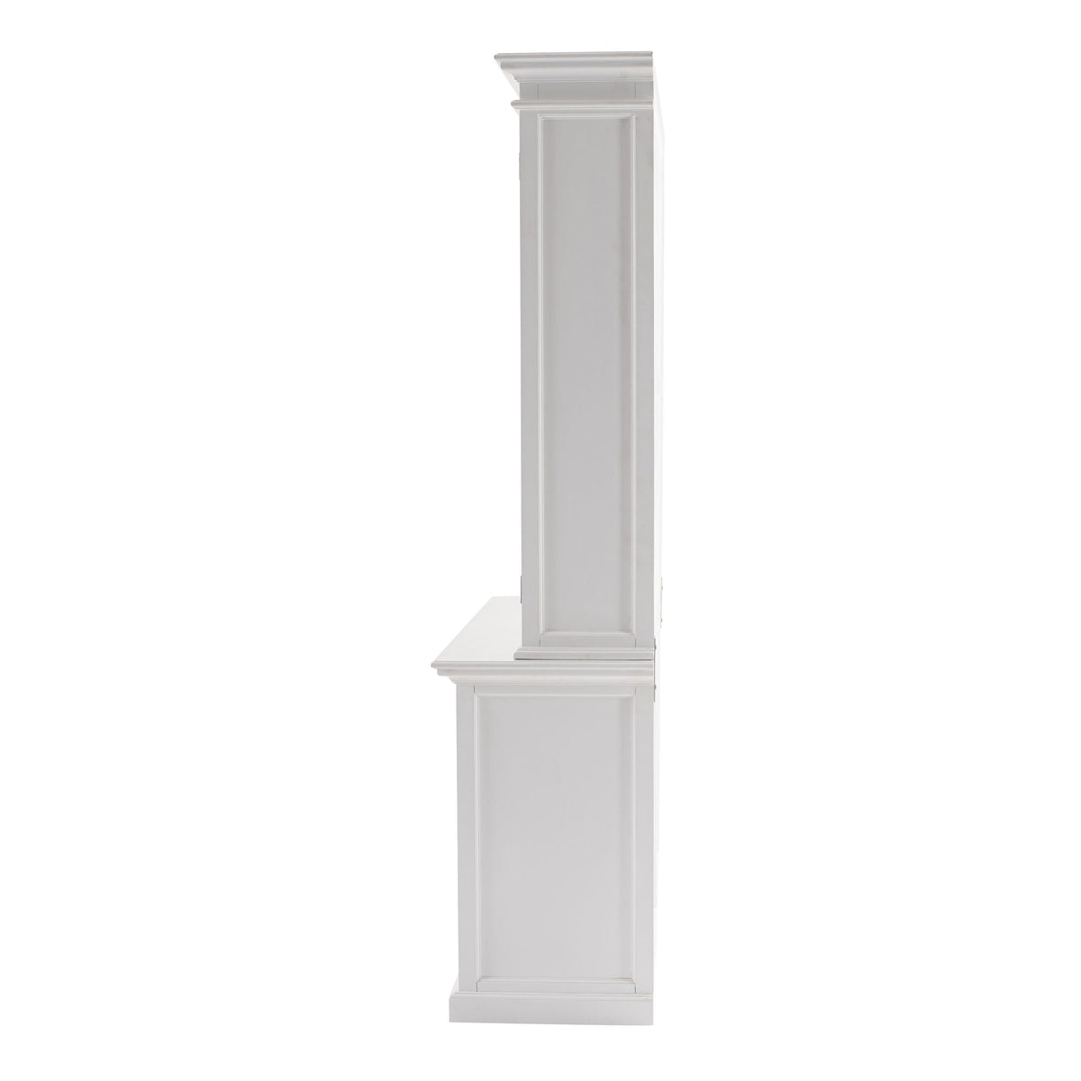 NovaSolo Halifax 57" Classic White Mahogany Glass Display Hutch Cabinet With 6 Doors & 2 Drawers