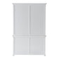 NovaSolo Halifax 57" Classic White Mahogany Hutch Cabinet With 4 Doors & 6 Shelves