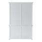 NovaSolo Halifax 57" Classic White Mahogany Hutch Cabinet With 4 Doors & 6 Shelves