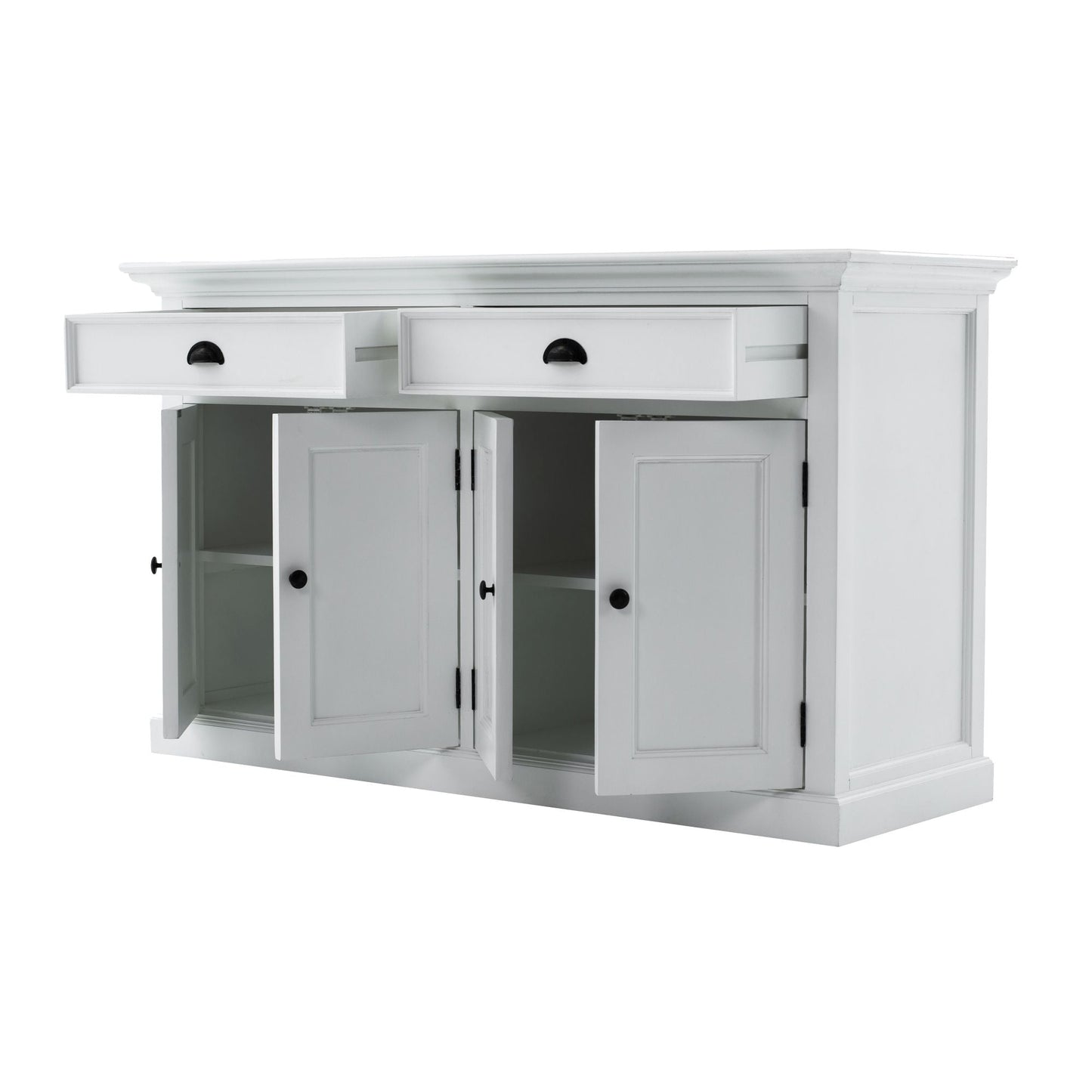 NovaSolo Halifax 57" Classic White Mahogany Hutch Cabinet With 4 Doors & 6 Shelves