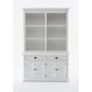 NovaSolo Halifax 57" Classic White Mahogany Hutch Cabinet With 4 Doors & 6 Shelves