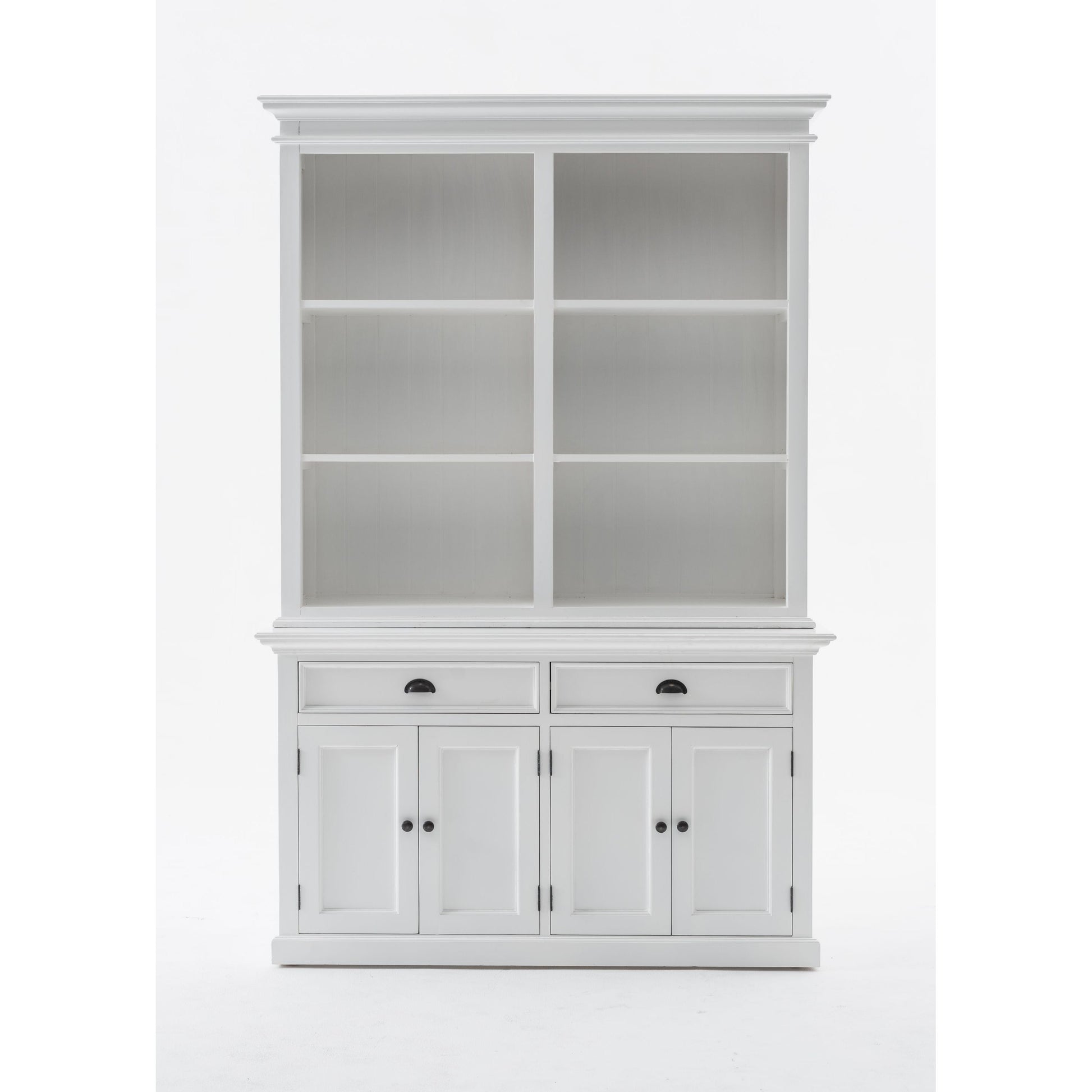 NovaSolo Halifax 57" Classic White Mahogany Hutch Cabinet With 4 Doors & 6 Shelves