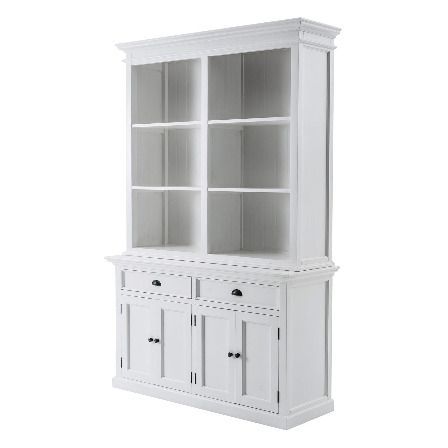 NovaSolo Halifax 57" Classic White Mahogany Hutch Cabinet With 4 Doors & 6 Shelves