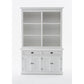 NovaSolo Halifax 57" Classic White Mahogany Hutch Cabinet With 4 Doors & 6 Shelves