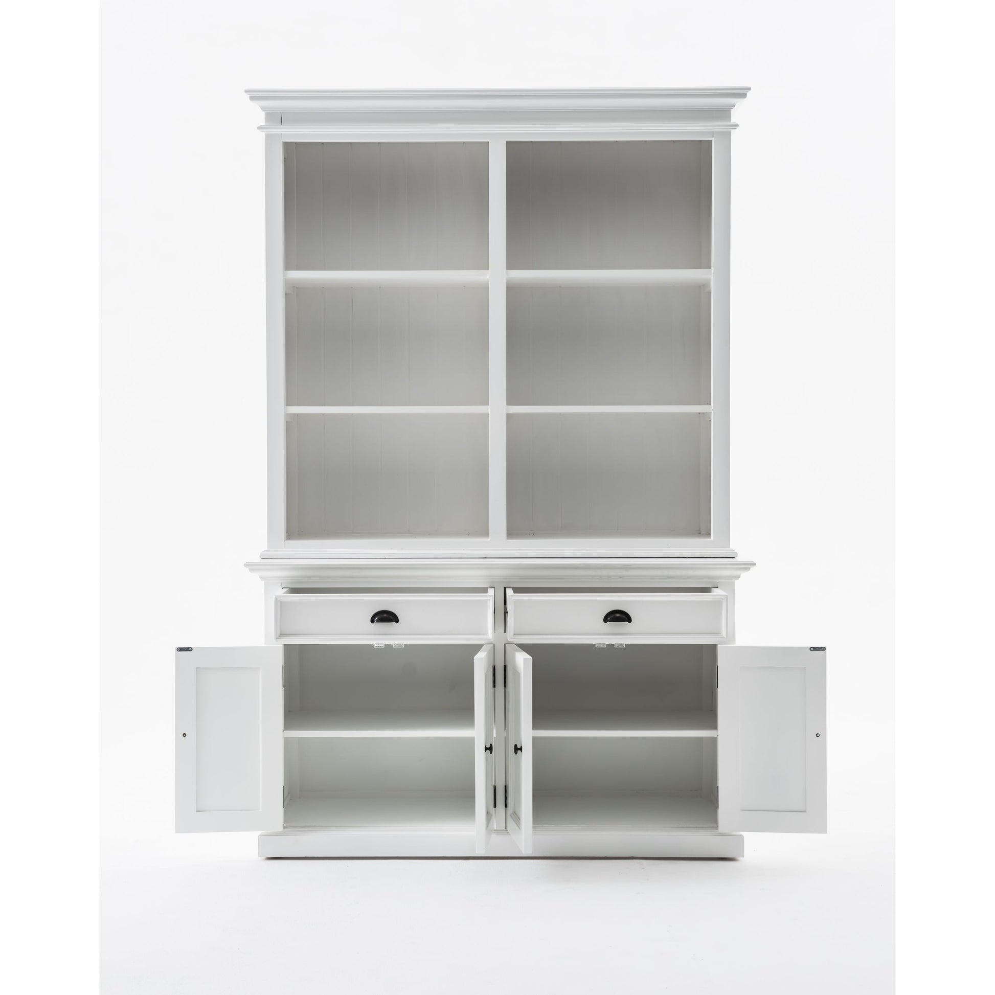 NovaSolo Halifax 57" Classic White Mahogany Hutch Cabinet With 4 Doors & 6 Shelves