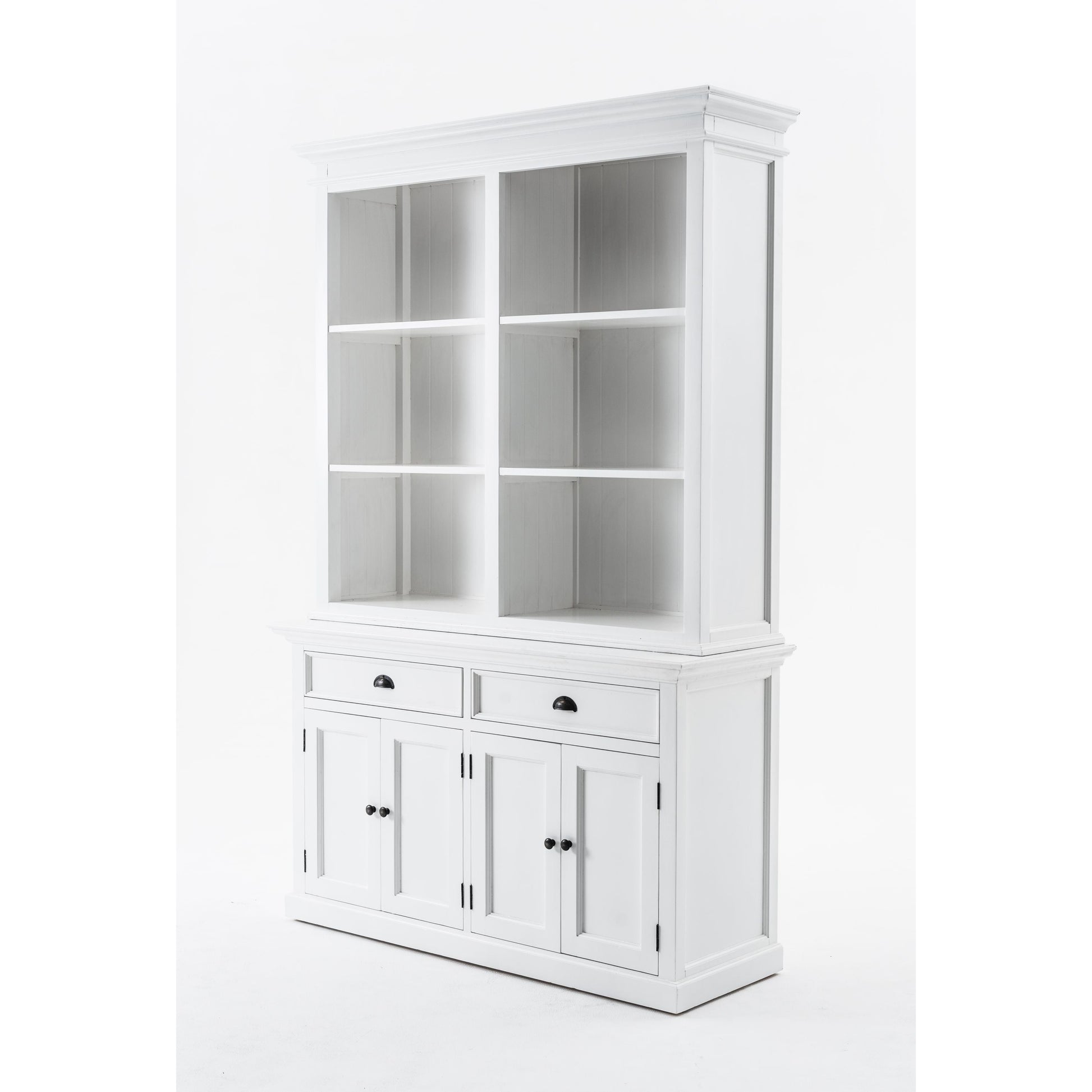 NovaSolo Halifax 57" Classic White Mahogany Hutch Cabinet With 4 Doors & 6 Shelves