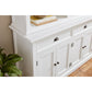 NovaSolo Halifax 57" Classic White Mahogany Hutch Cabinet With 4 Doors & 6 Shelves