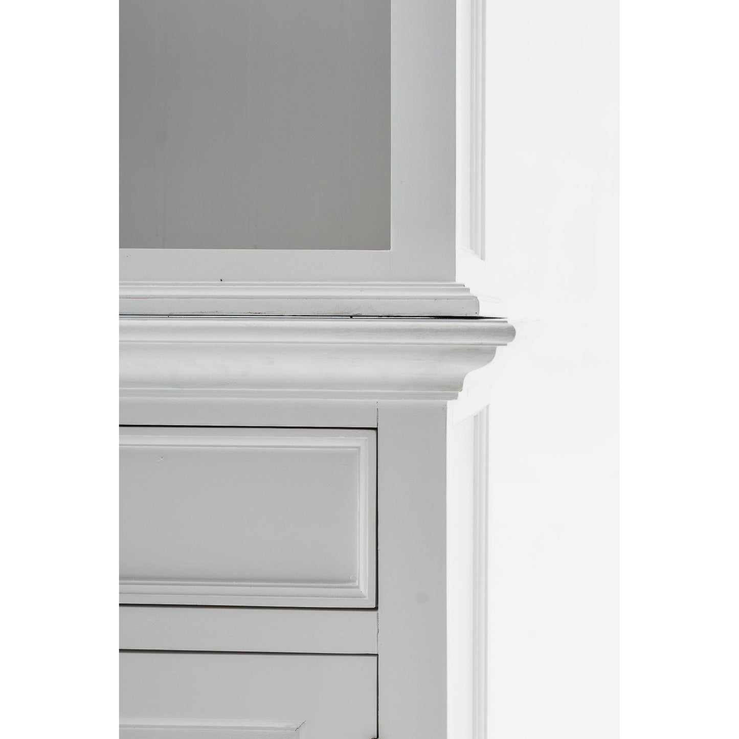 NovaSolo Halifax 57" Classic White Mahogany Hutch Cabinet With 4 Doors & 6 Shelves